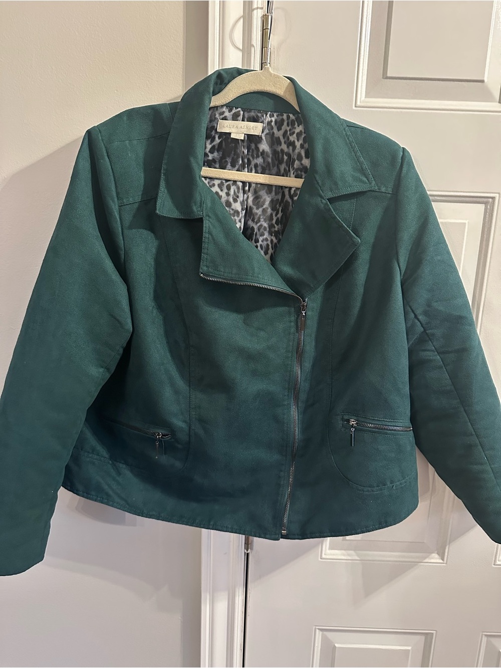 Laura Ashley Deep Teal Jacket with Leopard Lining